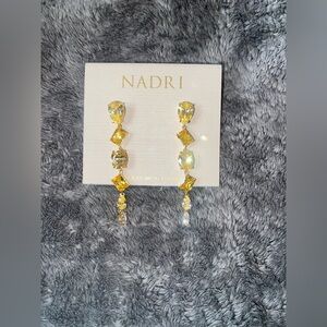BNWT Nadri Palm Springs Yellow Mixed Cut Stone Linear Drop Earrings $80